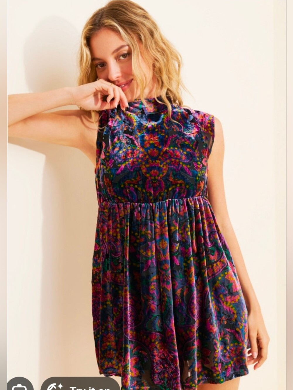 Free People All The Time Velvet Mini Dress Size Medium